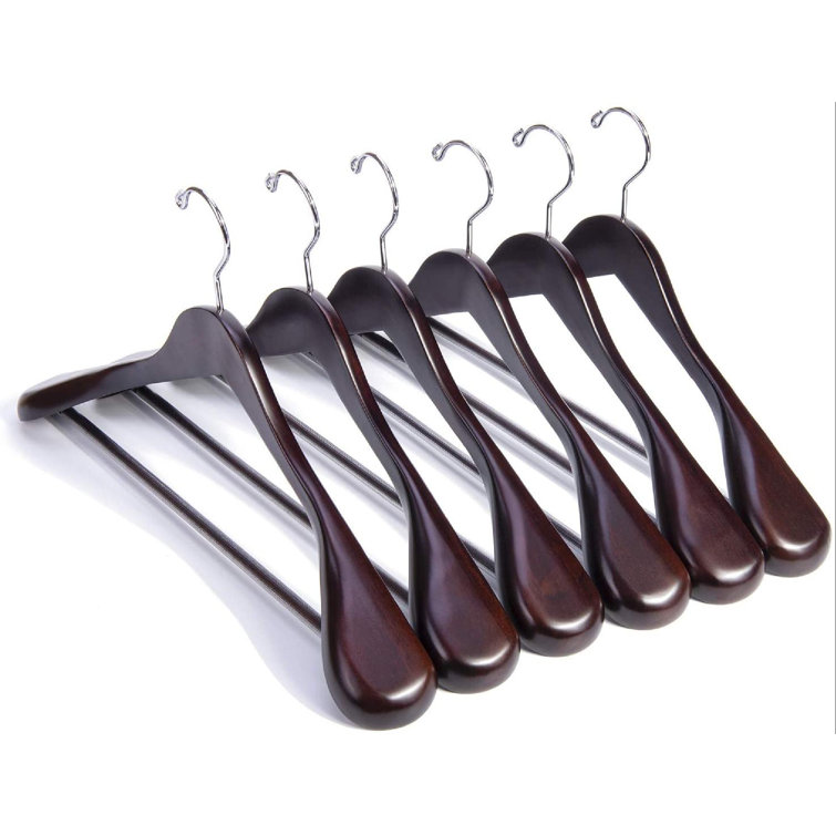 Rebrilliant Luxury Mahogany Wooden Suit Hangers 6 Pack Wood Coat